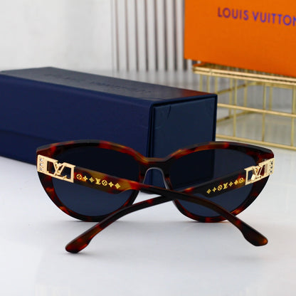 Nouvelles lunettes de soleil œil-de-chat en métal avec logo ajouré