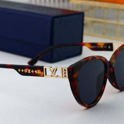 Nouvelles lunettes de soleil œil-de-chat en métal avec logo ajouré