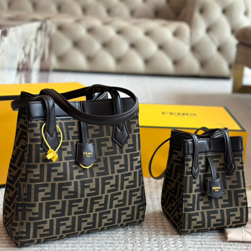 Sac seau origami motif rétro F