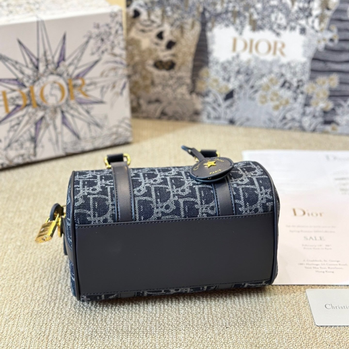 Sac Groove 20 en jacquard Dior Oblique denim bleu