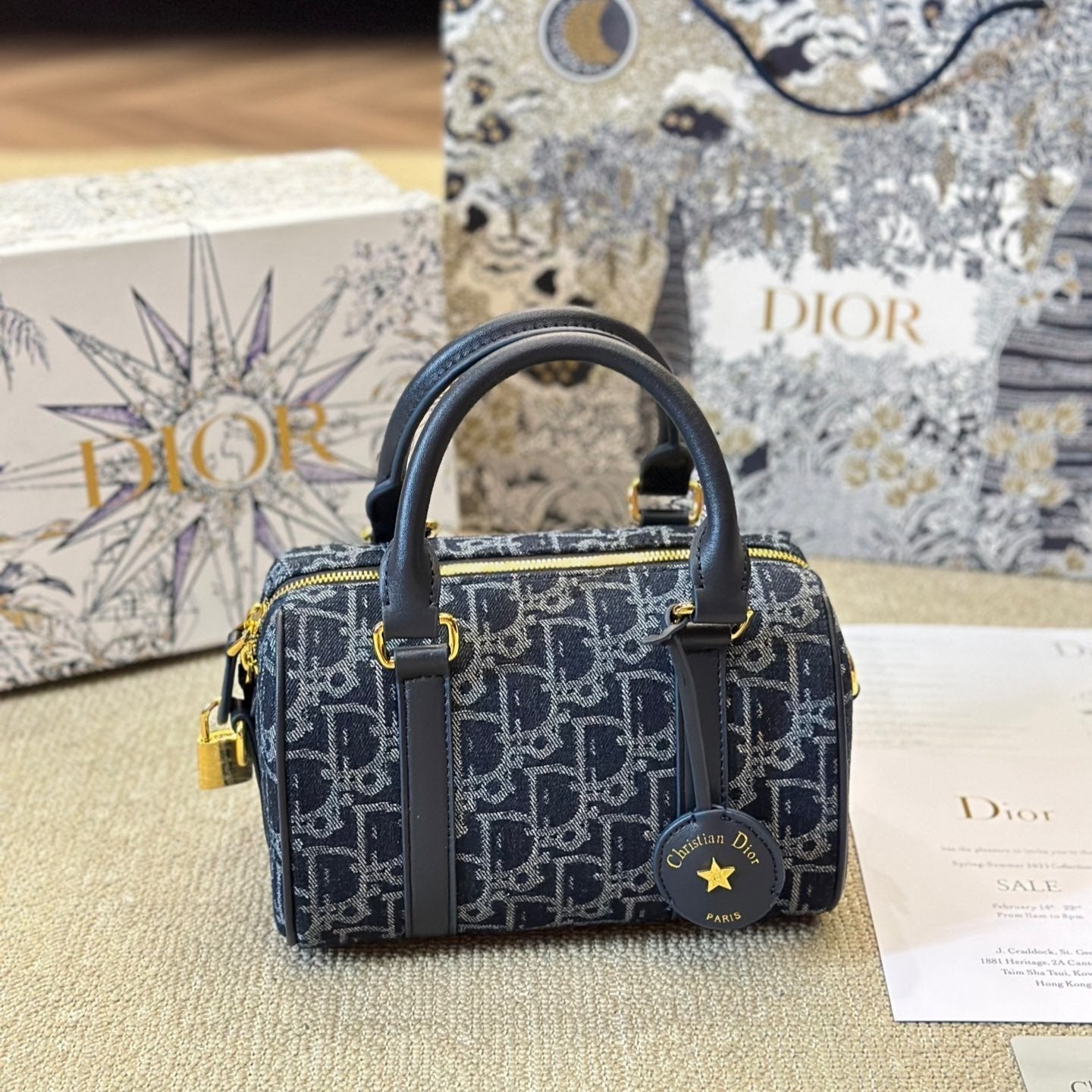 Sac Groove 20 en jacquard Dior Oblique denim bleu
