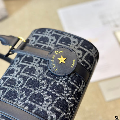 Sac Groove 20 en jacquard Dior Oblique denim bleu