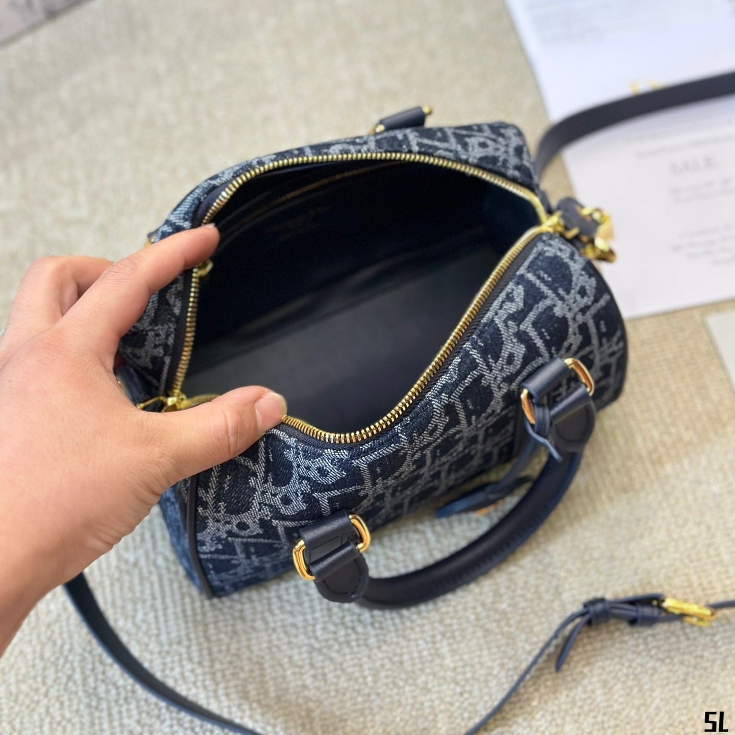 Sac Groove 20 en jacquard Dior Oblique denim bleu