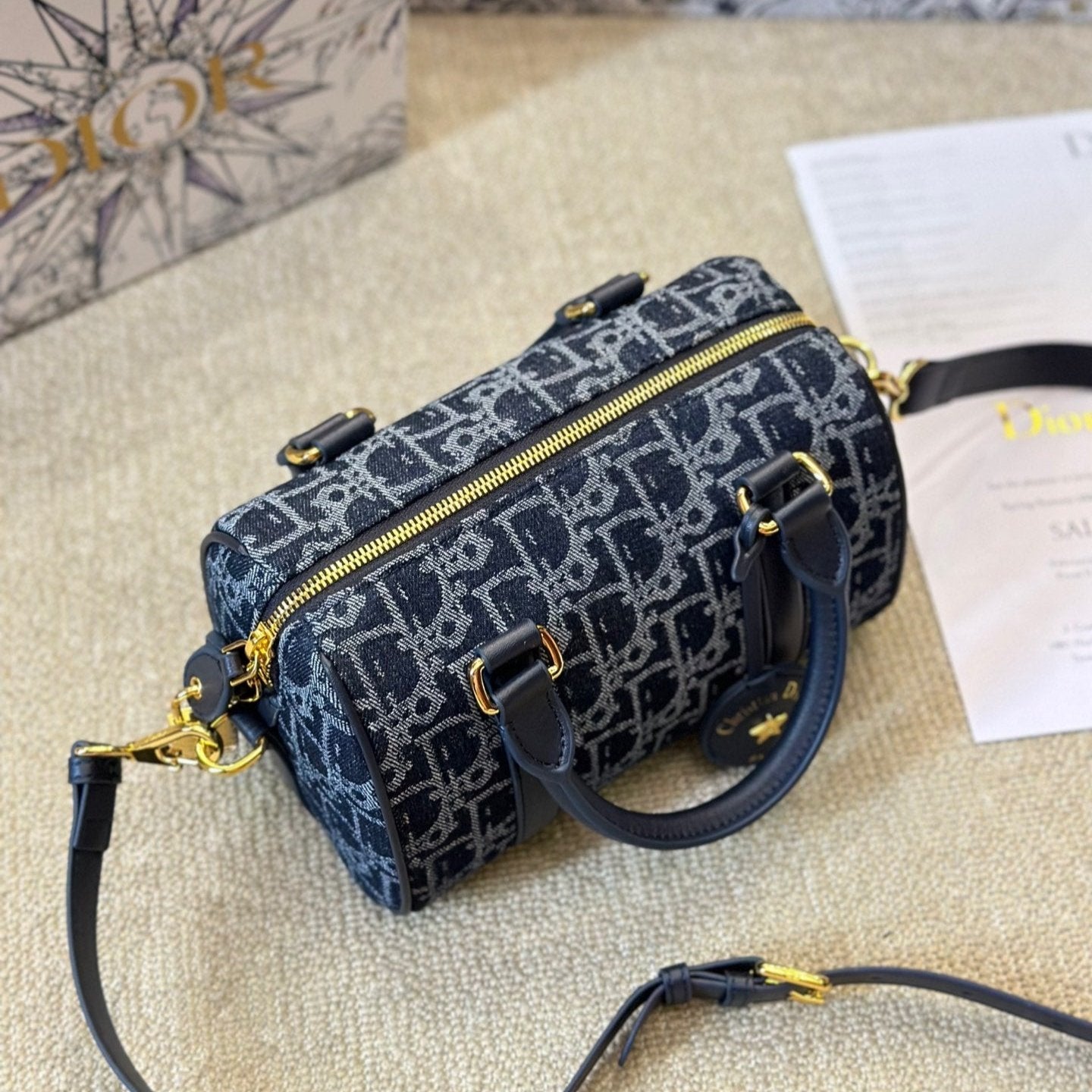 Sac Groove 20 en jacquard Dior Oblique denim bleu