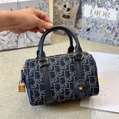 Sac Groove 20 en jacquard Dior Oblique denim bleu