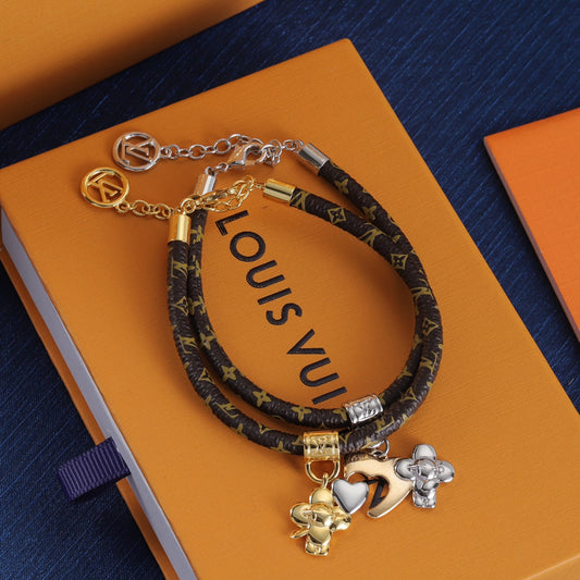 Pulsera de cuero para parejas con muñecos empalmados