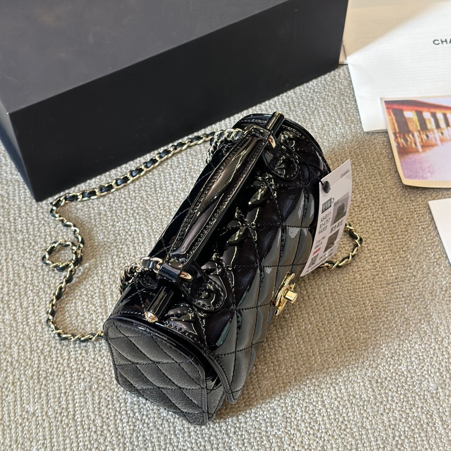 Sac carré rétro en cuir