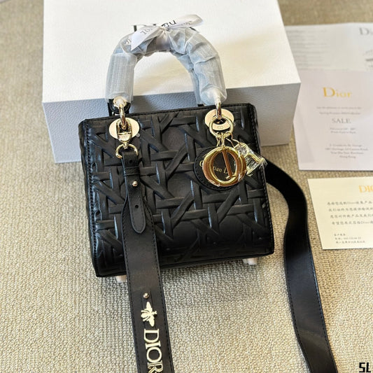 Bolso Lady pequeño Cannage gráfico negro
