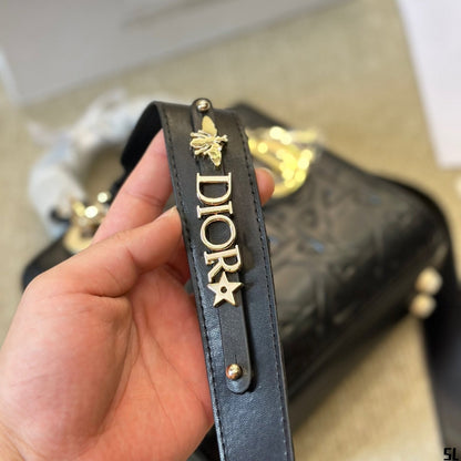 Petit sac Lady Dior graphique cannage noir