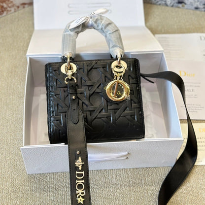 Petit sac Lady Dior graphique cannage noir