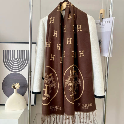 H Foulard en cachemire gaufré à motif H
