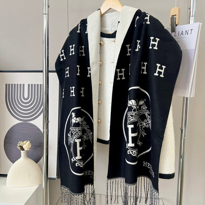 H Foulard en cachemire gaufré à motif H