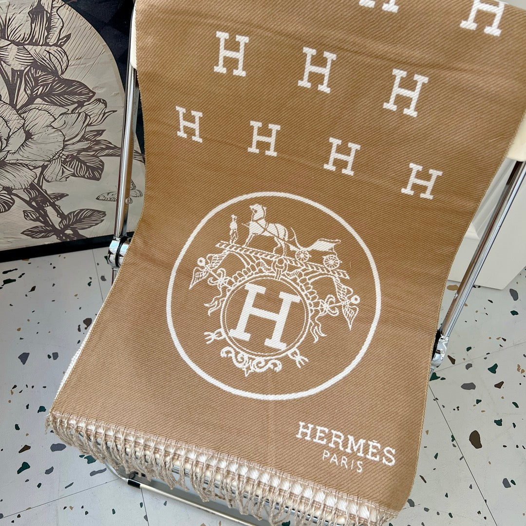 H Foulard en cachemire gaufré à motif H