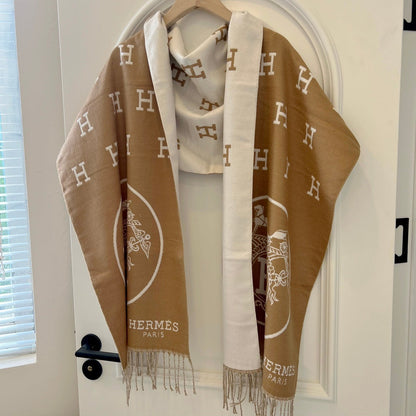 H Foulard en cachemire gaufré à motif H