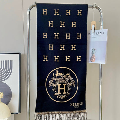 H Foulard en cachemire gaufré à motif H