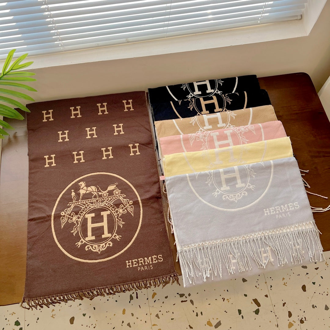 H Foulard en cachemire gaufré à motif H