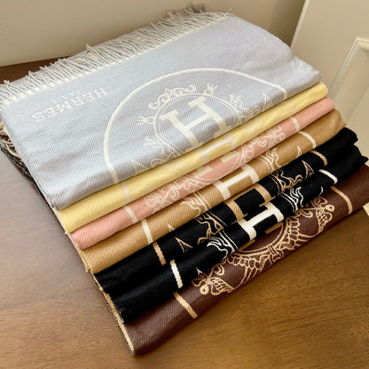 H Foulard en cachemire gaufré à motif H