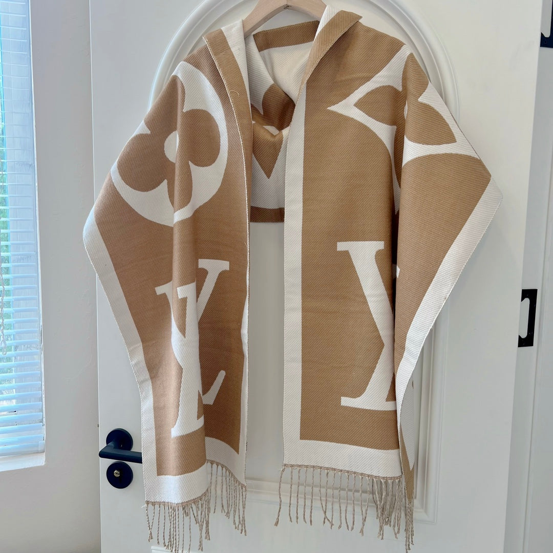 Écharpe en cachemire à gros motifs gaufrés, style rétro classique