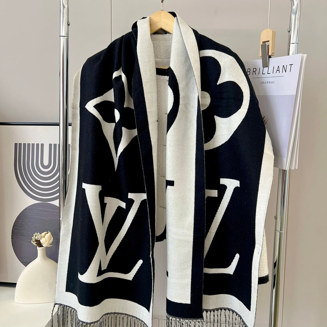 Écharpe en cachemire à gros motifs gaufrés, style rétro classique