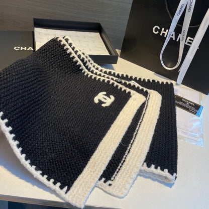 Écharpe en maille cachemire unie avec logo