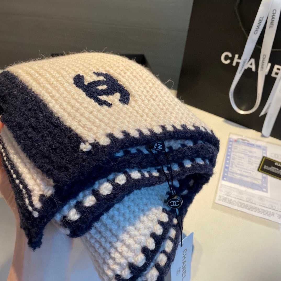 Écharpe en maille cachemire unie avec logo
