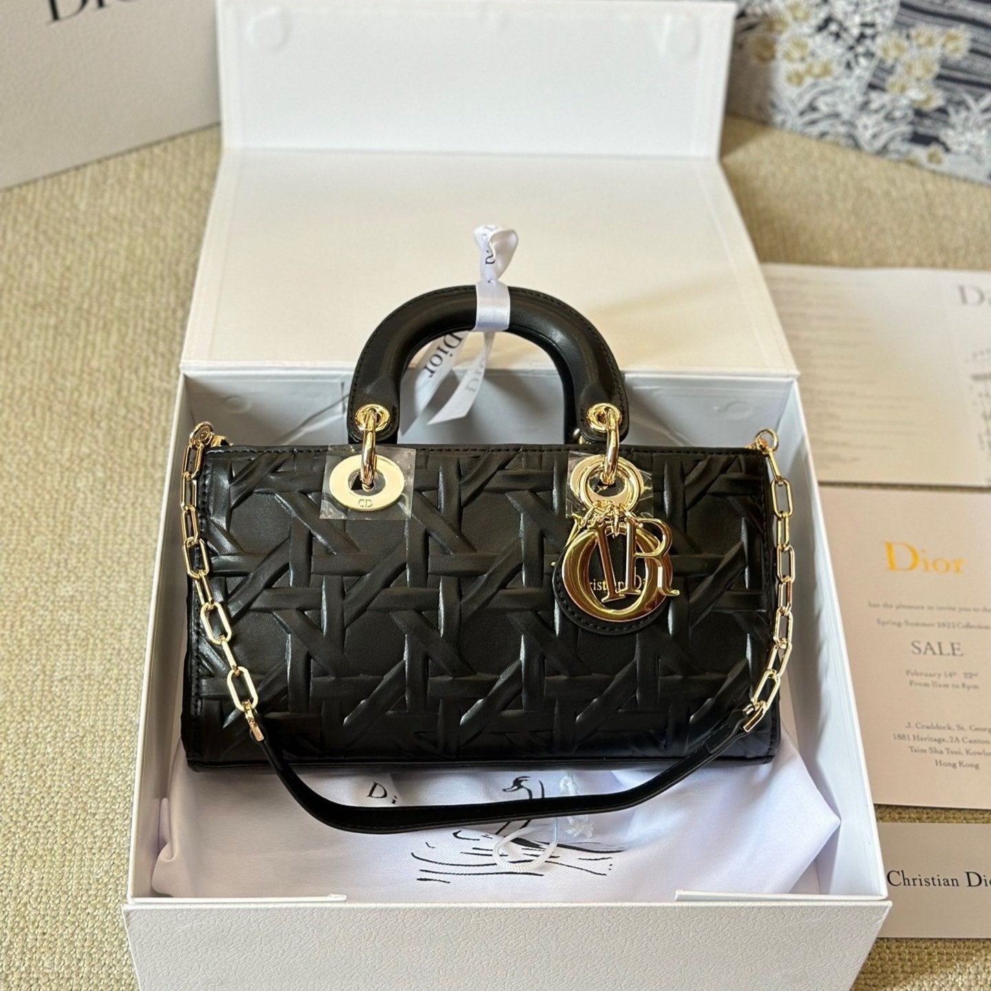 Sac Medium D-Joy Black Latte Cannage Graphique