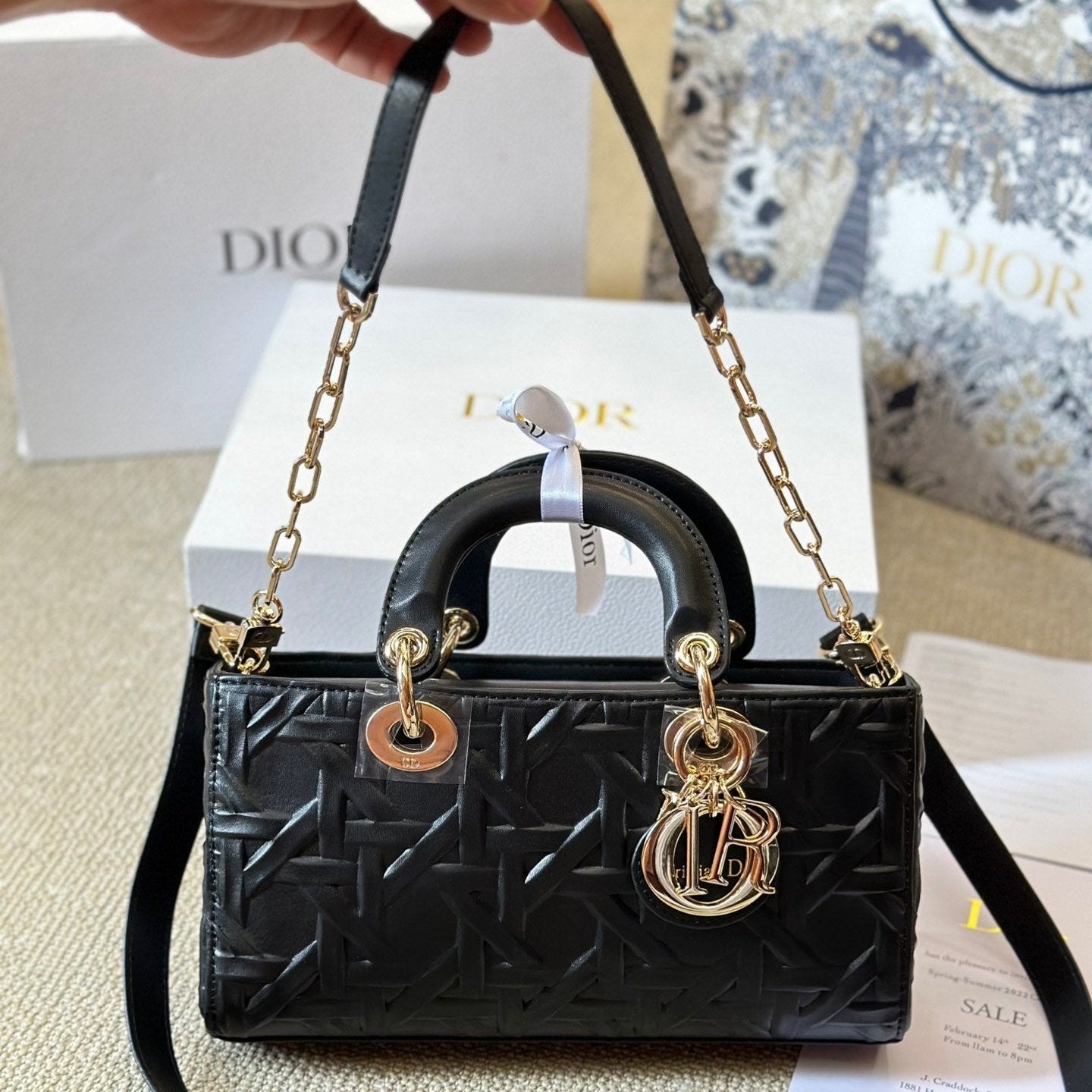 Sac Medium D-Joy Black Latte Cannage Graphique