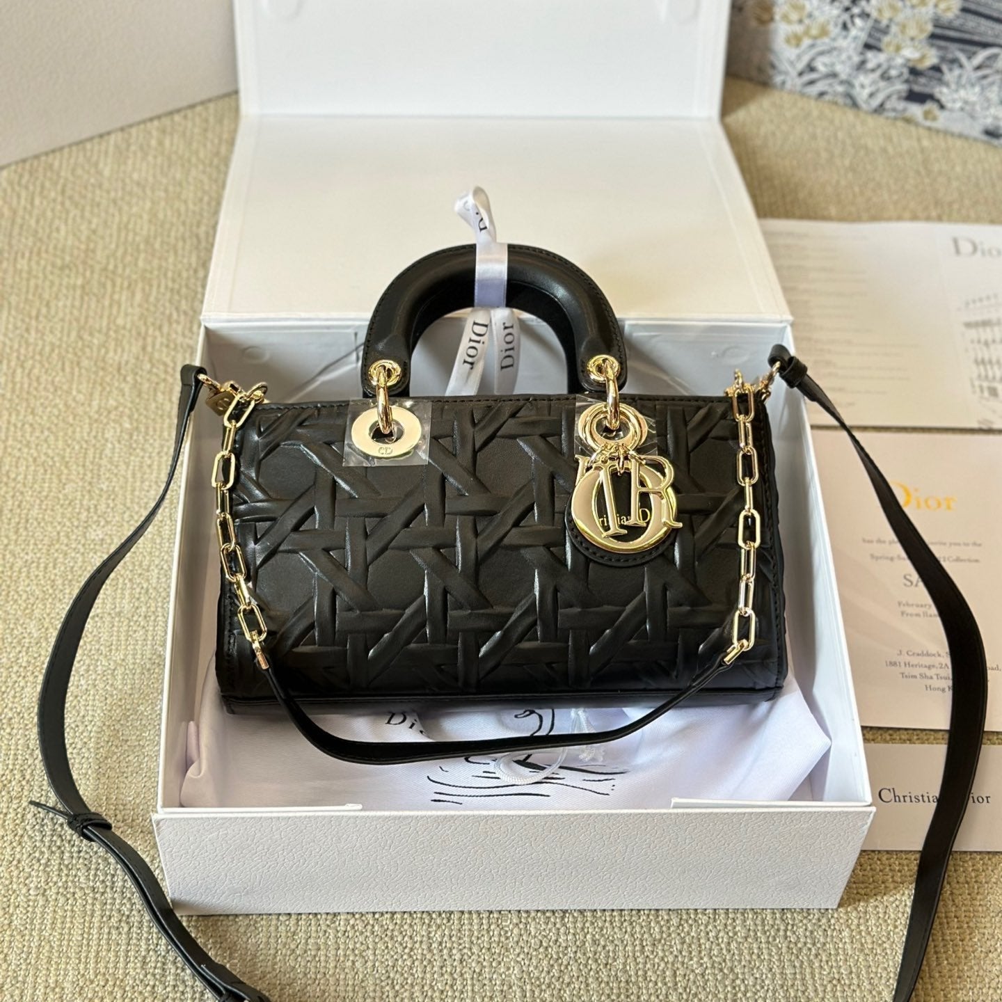 Sac Medium D-Joy Black Latte Cannage Graphique