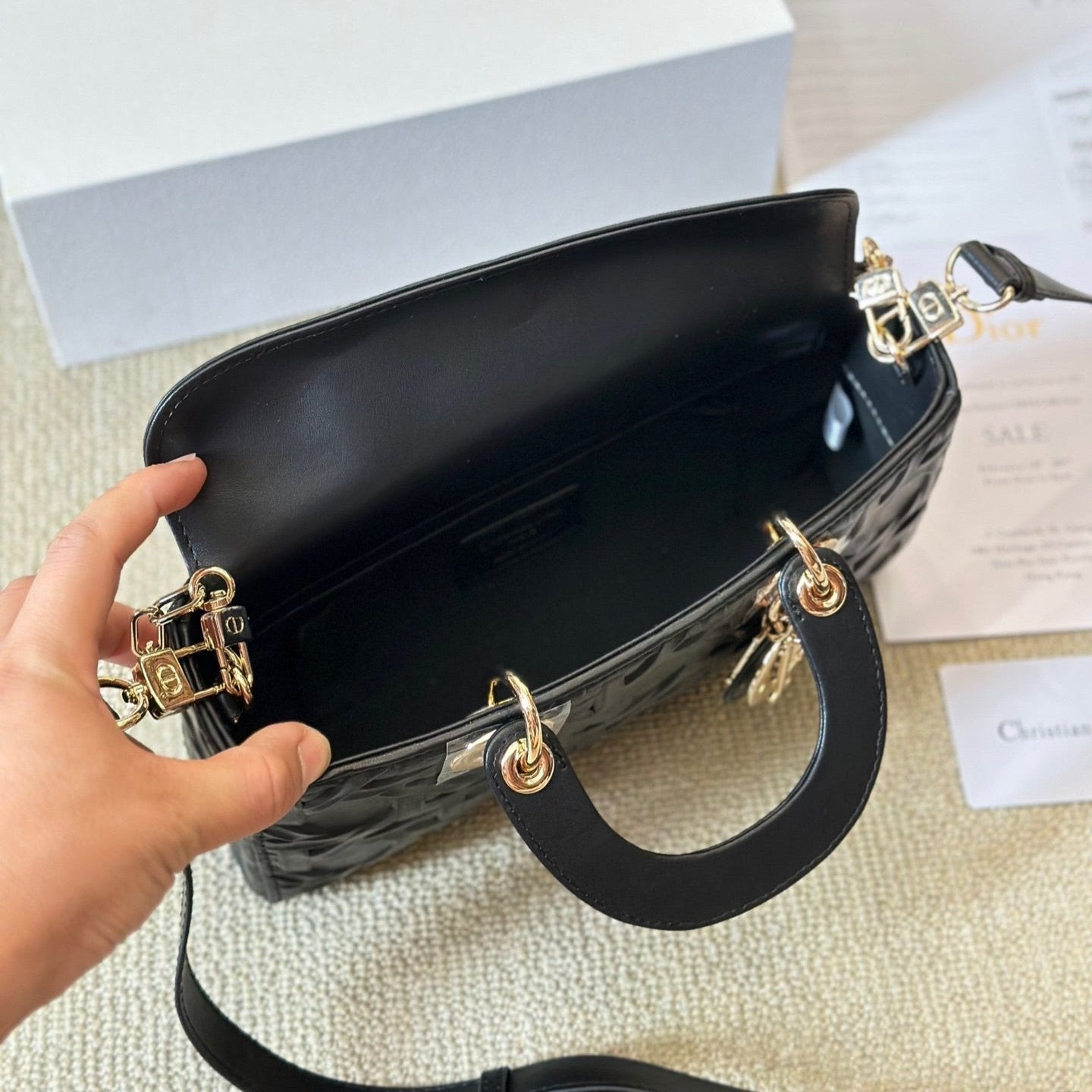 Sac Medium D-Joy Black Latte Cannage Graphique