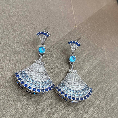 Boucles d'oreilles en éventail entièrement diamantées 2 couleurs