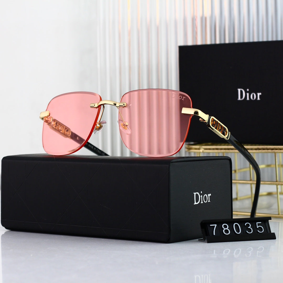 Lunettes de soleil sans monture à lettres métalliques tendance