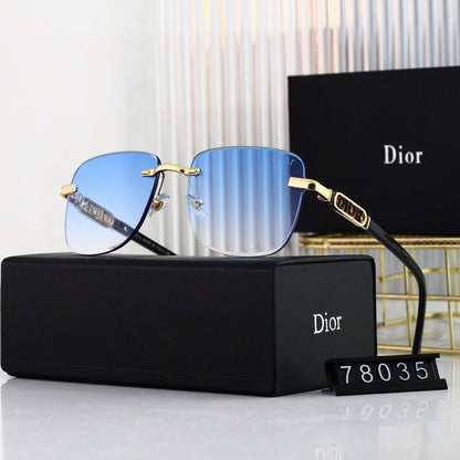 Lunettes de soleil sans monture à lettres métalliques tendance