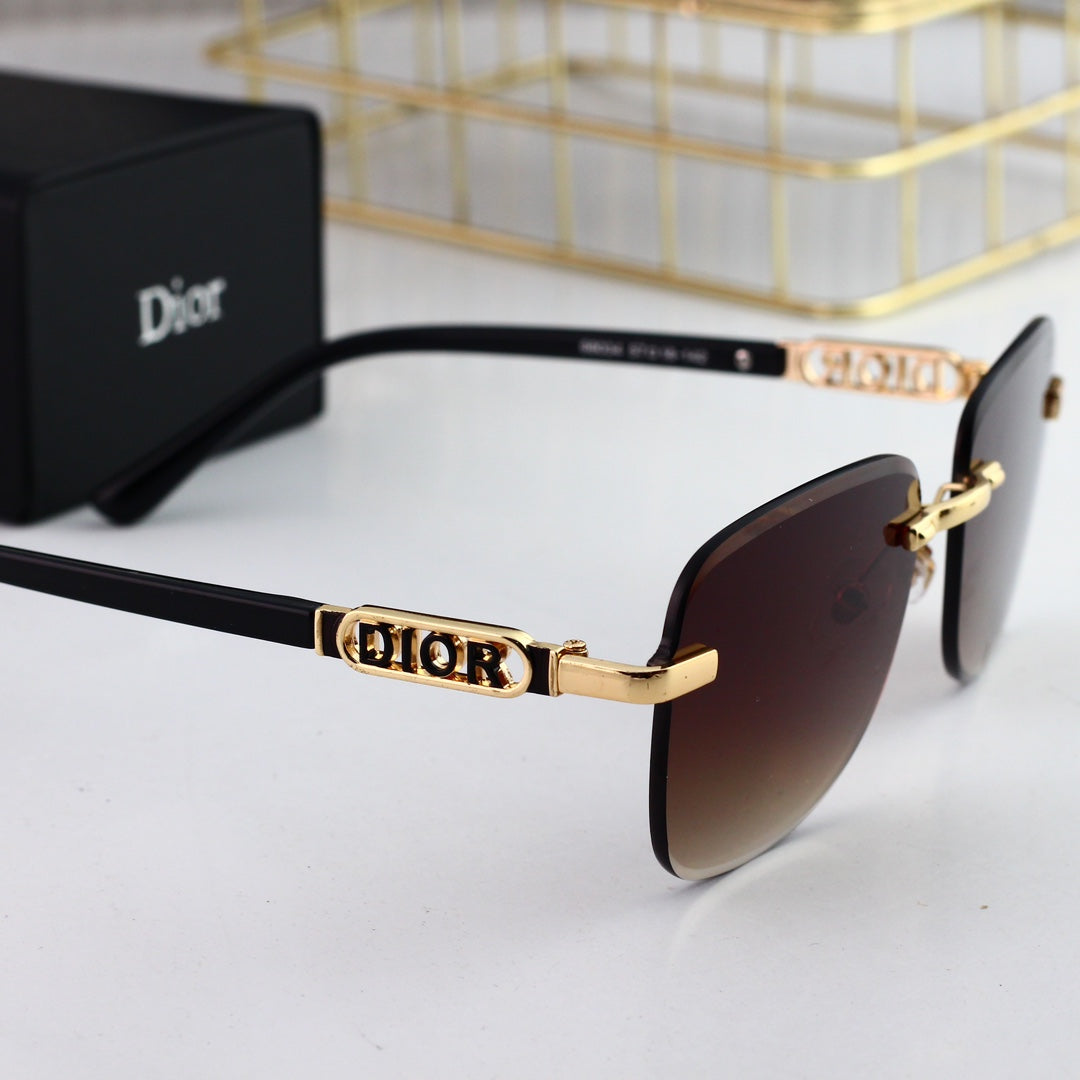 Lunettes de soleil sans monture à lettres métalliques tendance