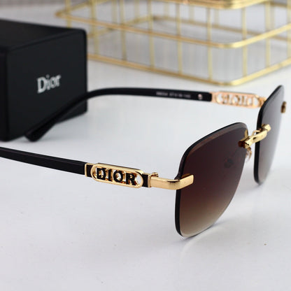Lunettes de soleil sans monture à lettres métalliques tendance