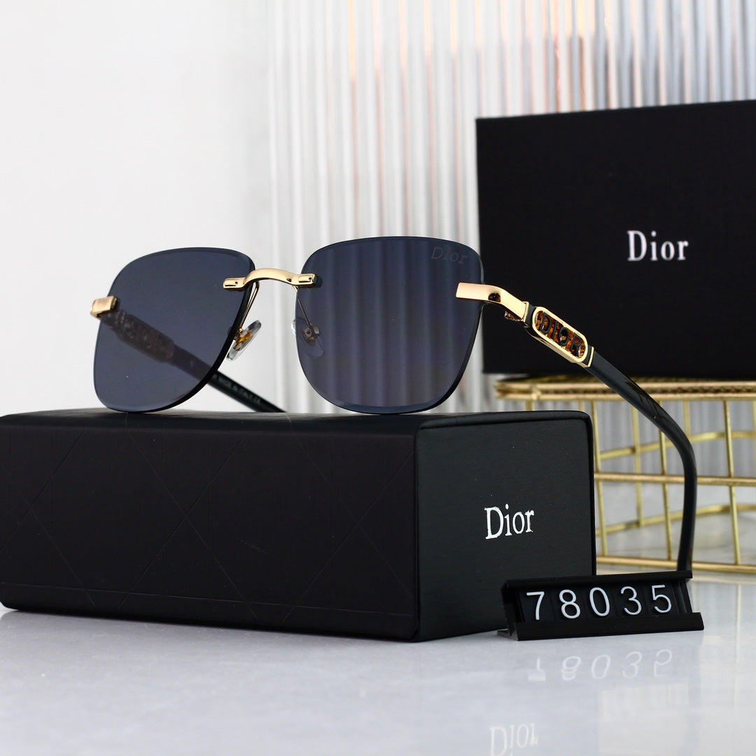 Lunettes de soleil sans monture à lettres métalliques tendance