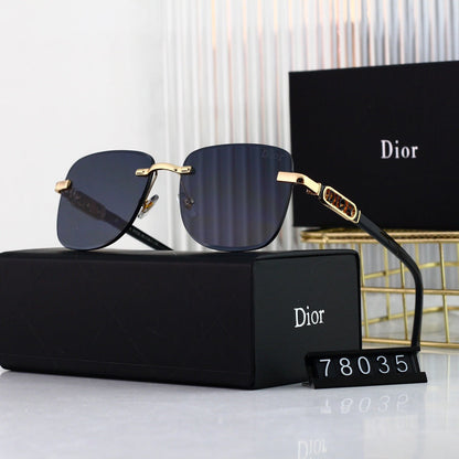 Lunettes de soleil sans monture à lettres métalliques tendance