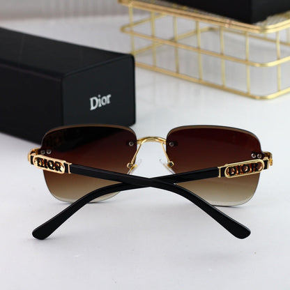 Lunettes de soleil sans monture à lettres métalliques tendance