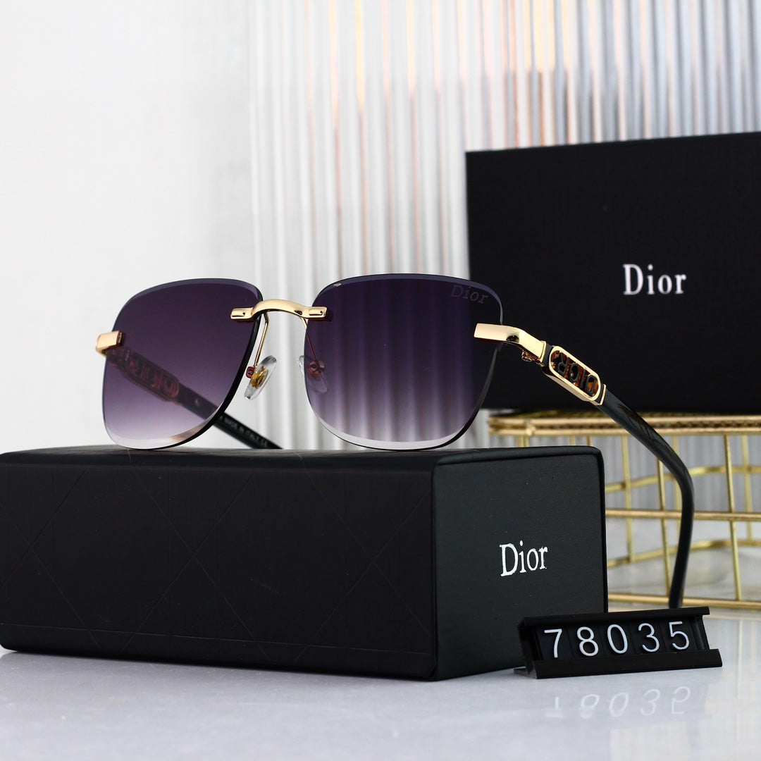 Lunettes de soleil sans monture à lettres métalliques tendance
