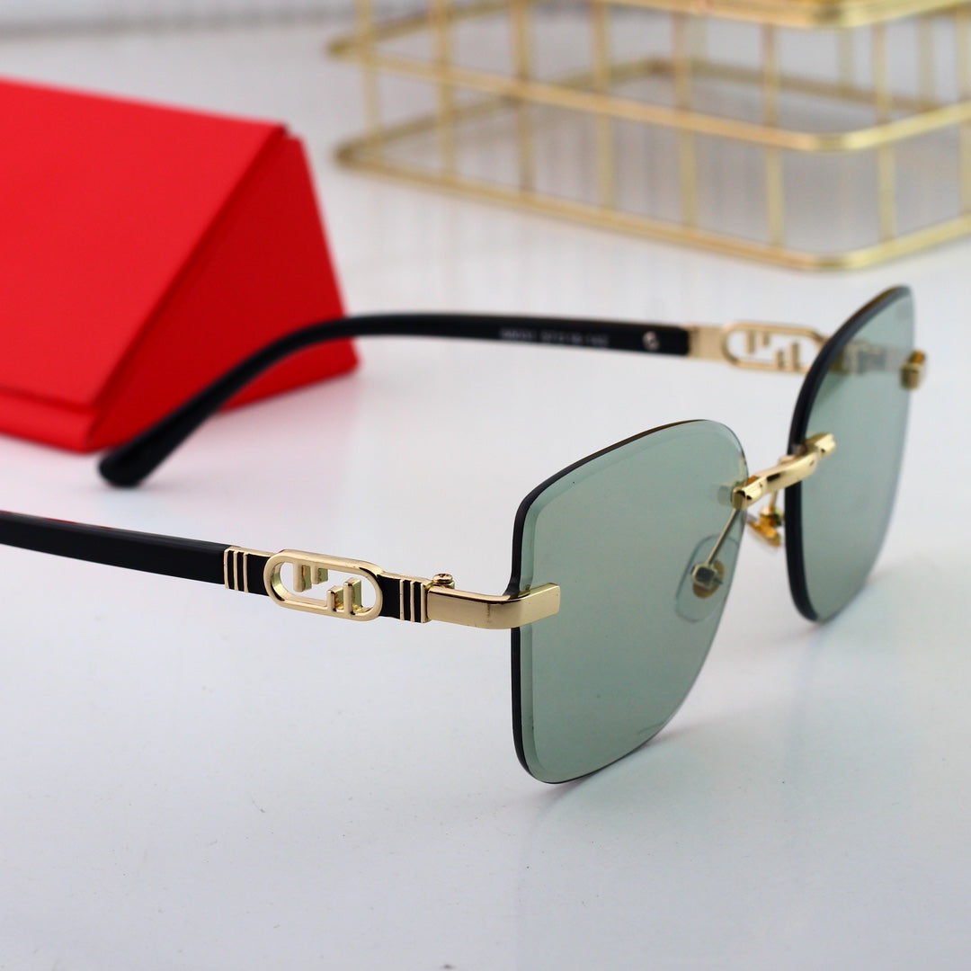 Lunettes de soleil tendance en métal avec monture F entrelacée