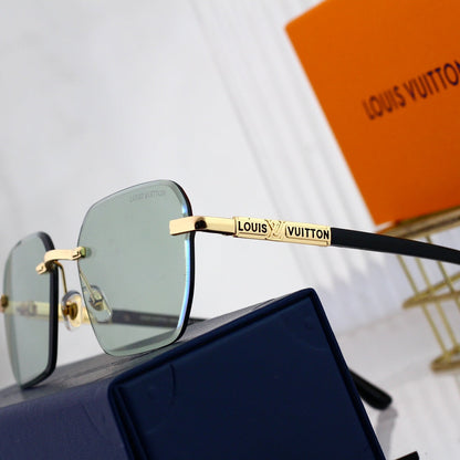 Lunettes de soleil métalliques sans monture HD à la mode