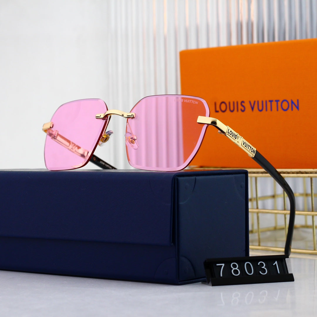Lunettes de soleil métalliques sans monture HD à la mode