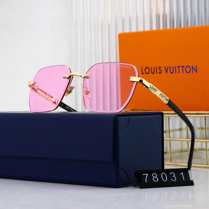Lunettes de soleil métalliques sans monture HD à la mode