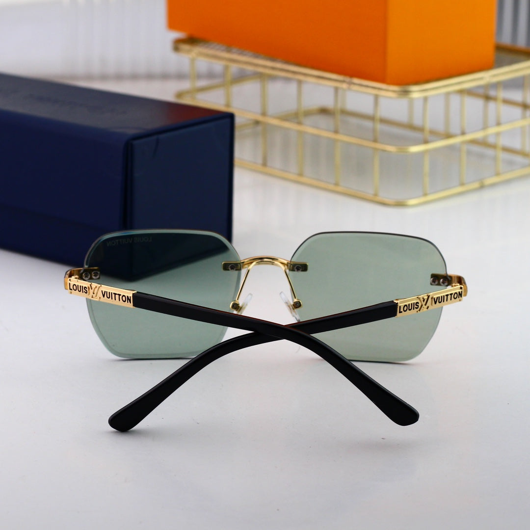 Lunettes de soleil métalliques sans monture HD à la mode
