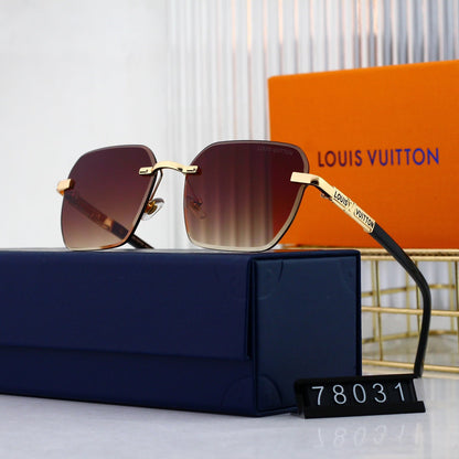 Lunettes de soleil métalliques sans monture HD à la mode