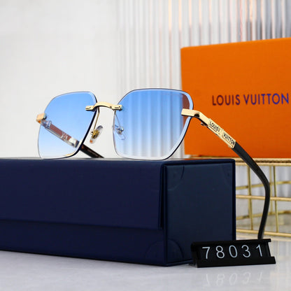 Lunettes de soleil métalliques sans monture HD à la mode