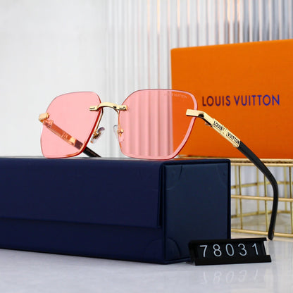 Lunettes de soleil métalliques sans monture HD à la mode