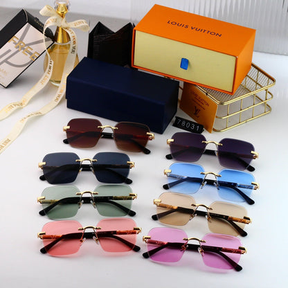 Lunettes de soleil métalliques sans monture HD à la mode