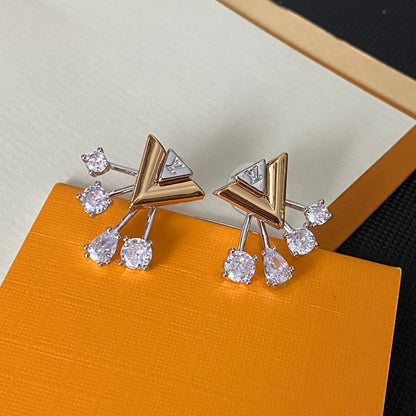 Boucles d'oreilles pendantes rétro en cristal en forme de V