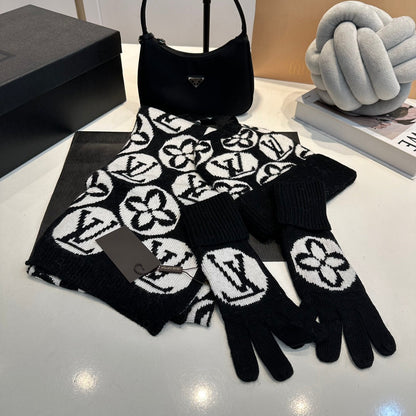 Ensemble Vintage Floral Chapeau Foulard Gants