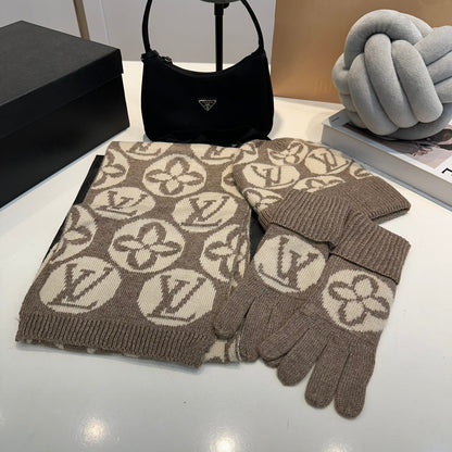 Ensemble Vintage Floral Chapeau Foulard Gants